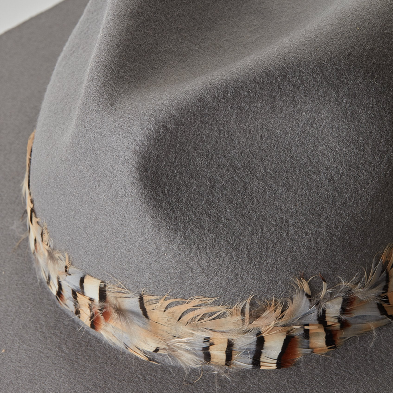 Holland Cooper Trilby Hat Double Feather Band - Light Grey-5